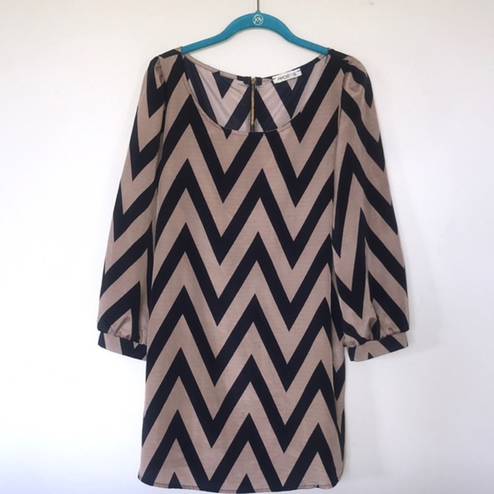 Arden B Chevron Tunic in Taupe and Black